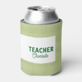 Lemon green white stripes teacher professor name c 缶クーラー (缶正面)