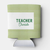 Lemon green white stripes teacher professor name c 缶クーラー (裏面)