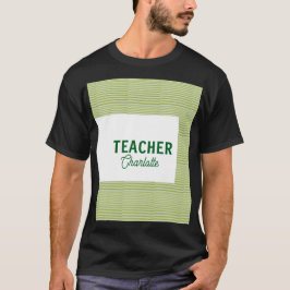Lemon green white stripes teacher professor name c tシャツ