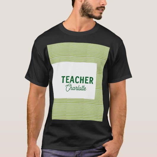 Lemon green white stripes teacher professor name c tシャツ (正面)
