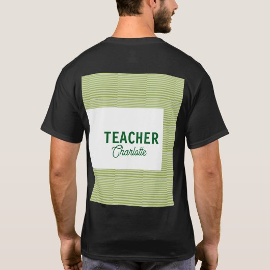 Lemon green white stripes teacher professor name c tシャツ (裏面)