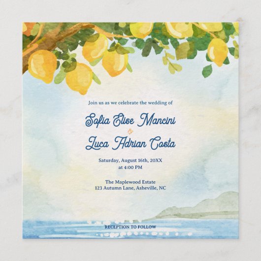 Lemon Grove Mediterranean Wedding Invitation 招待状 (正面)