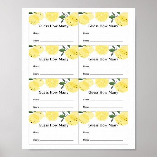 Lemon Guessing Game Guess Tickets ポスター (正面)