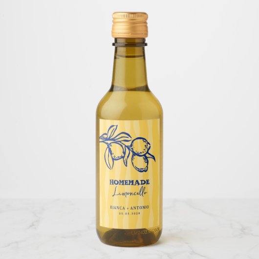 Lemon Homemade Limoncello Italian Wedding Favor ワインラベル (正面)