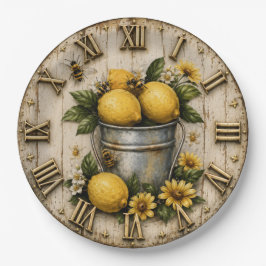 Lemon & Honey Bee Farmhouse Kitchen Art Gift ペーパープレート