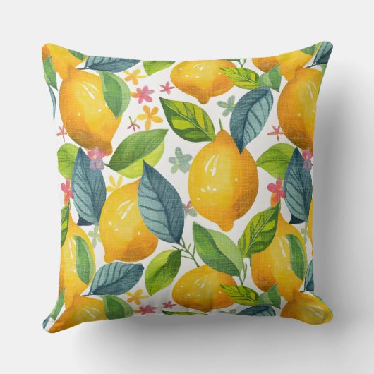 lemon in yellow pattern クッション (裏面)