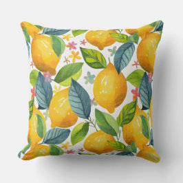 lemon in yellow pattern クッション
