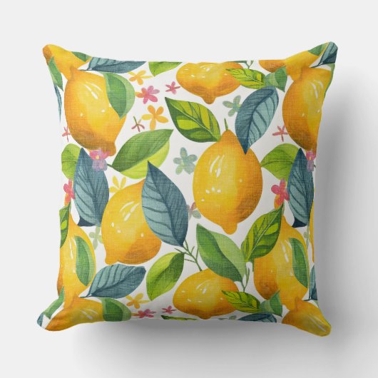 lemon in yellow pattern クッション (正面)