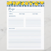 Lemon Italian Blue tile Bridal Shower Recipe Card  (裏面)