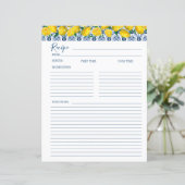 Lemon Italian Blue tile Bridal Shower Recipe Card  (スタンド正面)