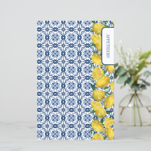 Lemon Italian blue Tile Recipe dividers (スタンド正面)