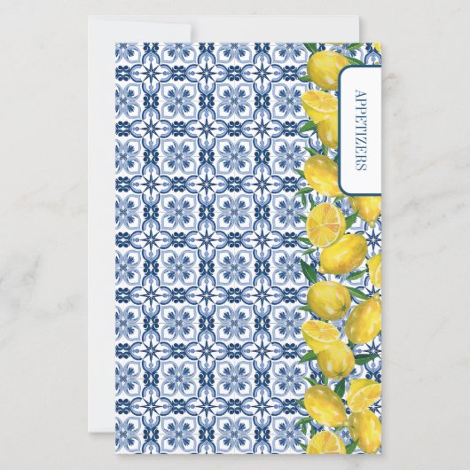 Lemon Italian blue Tile Recipe dividers (正面)