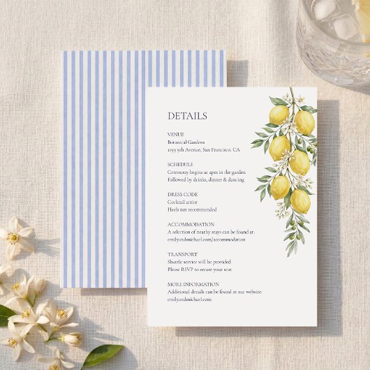 Lemon Italian Wedding Details Enclosure エンクロージャーカード