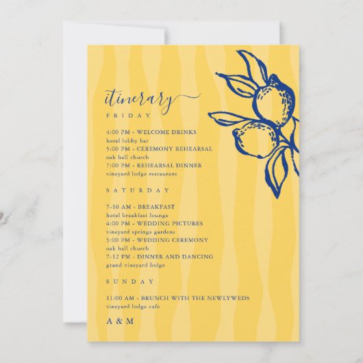 Lemon Italy Wedding Welcome Letter Itinerary Card 招待状 (裏面)