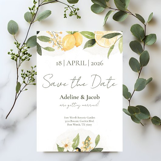 Lemon Kissed Save the Date Card セーブザデート