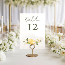 Lemon Kissed Wedding Table Number Card テーブルナンバー