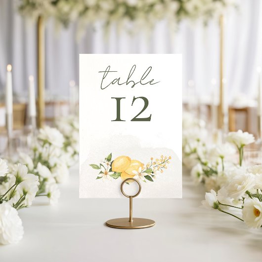 Lemon Kissed Wedding Table Number Card テーブルナンバー