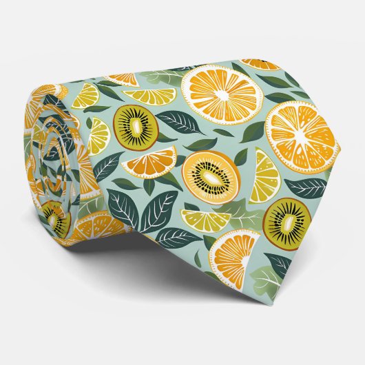 Lemon Kiwi Pattern Men's Necktie  ネクタイ (ロール)