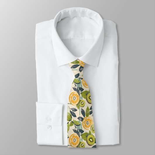 Lemon Kiwi Pattern Men's Necktie  ネクタイ (タイ)