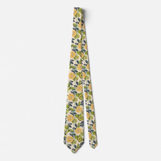 Lemon Kiwi Pattern Men's Necktie  ネクタイ (正面)