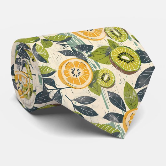 Lemon Kiwi Pattern Men's Necktie  ネクタイ (ロール)