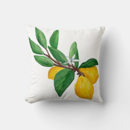 Lemon Leaf Watercolor Design | Fresh Citrus クッション