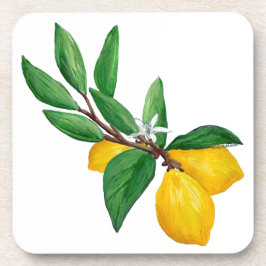 Lemon Leaf Watercolor Design | Fresh Citrus コースター