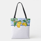 Lemon Leaf Watercolor Tote | Blue Amalfi Citrus トートバッグ (裏面)