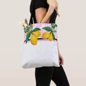 Lemon Leaf Watercolor Tote | Pink Amalfi Citrus トートバッグ (クローズアップ)