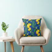 Lemon Leaf Yellow Green Blue Pattern Throw Pillow クッション (椅子)
