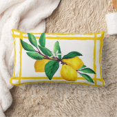 Lemon Leaves Citrus Yellow Green Leaf Lattice ランバークッション (ブランケット)