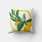 Lemon Leaves Citrus Yellow Green Leaf Modern クッション (裏面)
