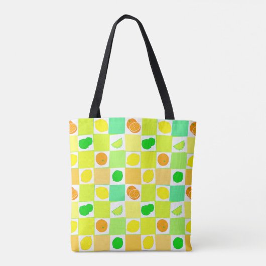 Lemon, Lime and Orange Citrus Fruit Slices Pattern トートバッグ (裏面)