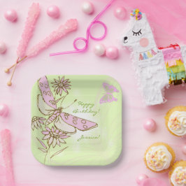 Lemon Lime Pink Butterfly ペーパープレート