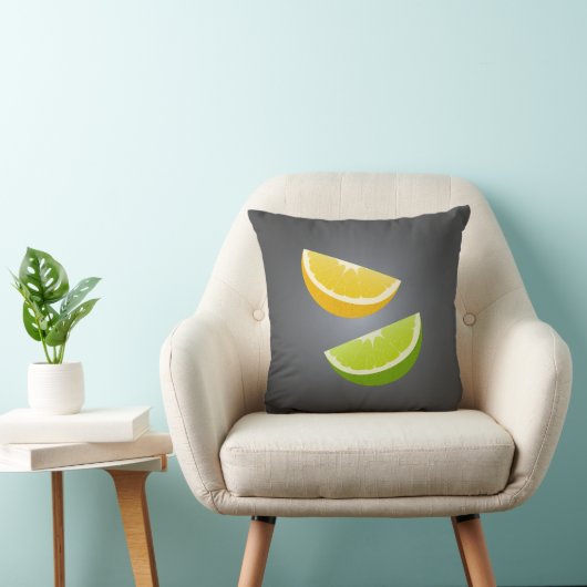 Lemon & Lime Throw Pillow – Modern Citrus Accent クッション (椅子)