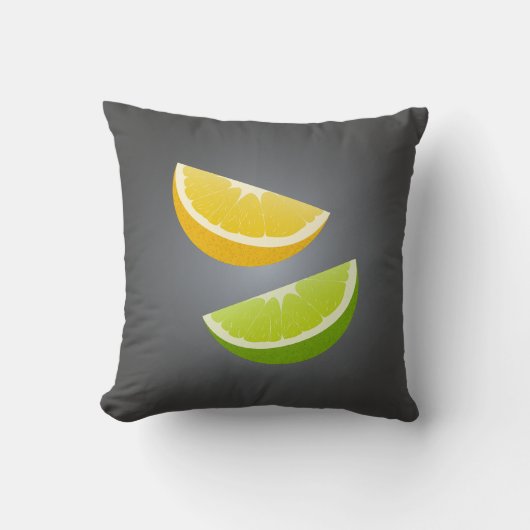 Lemon & Lime Throw Pillow – Modern Citrus Accent クッション (正面)