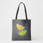 Lemon & Lime Tote Bag – Modern Citrus Design トートバッグ (正面)