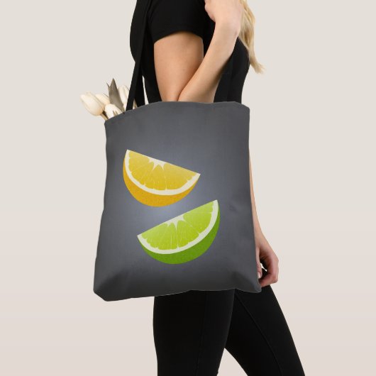 Lemon & Lime Tote Bag – Modern Citrus Design トートバッグ (クローズアップ)
