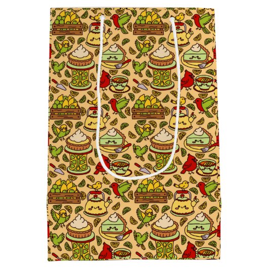 Lemon & Lime Twitter pattern ミディアムペーパーバッグ (裏面)