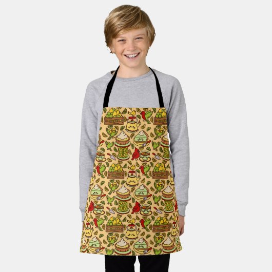 Lemon & Lime Twitter pattern apron エプロン (着用した状態)