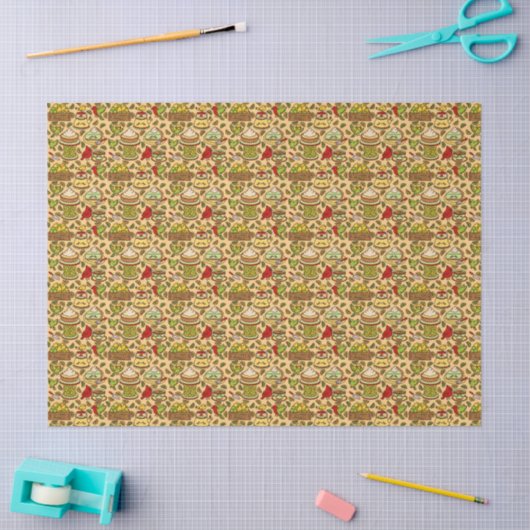 Lemon & Lime Twitter pattern tissue paper 薄葉紙 (クラフト)