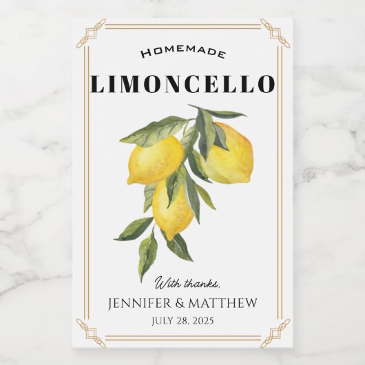 Lemon Limoncello Thank You Wedding Favor  ワインラベル (シングルラベル)