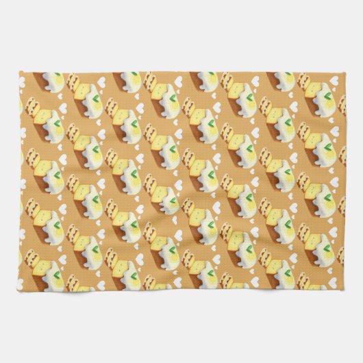 Lemon Loaf Cake Bread With Icing キッチンタオル (横)