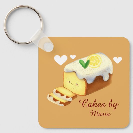 Lemon Loaf Cake Bread With Icing キーホルダー (正面)