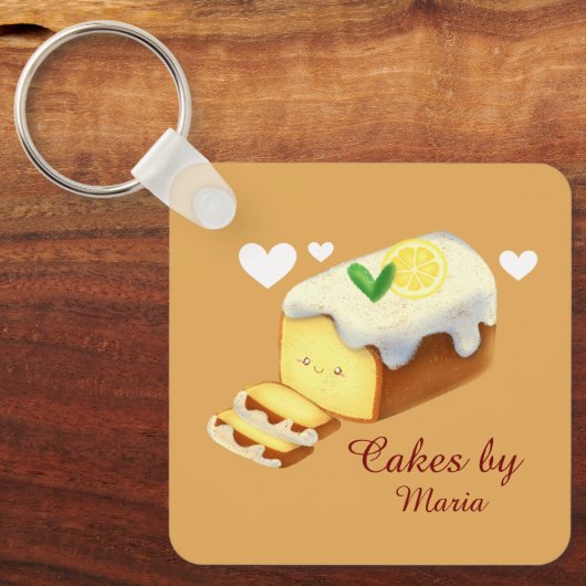 Lemon Loaf Cake Bread With Icing キーホルダー (正面)