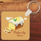 Lemon Loaf Cake Bread With Icing キーホルダー (裏面)