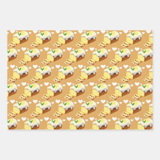 Lemon Loaf Cake Bread With Icing ラッピングペーパーシート (正面)