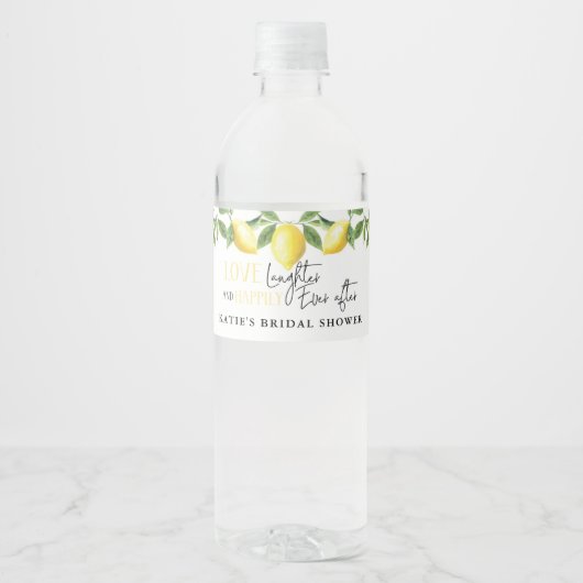 Lemon Main Squeeze Bridal Shower Wedding Favor Wat ペットボトルラベル (正面)