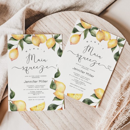 Lemon mama's main squeeze baby shower 招待状