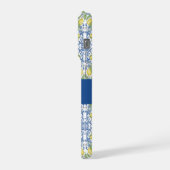 Lemon Mediterranean Blue White Tile Pattern iPhoneケース (左側面)